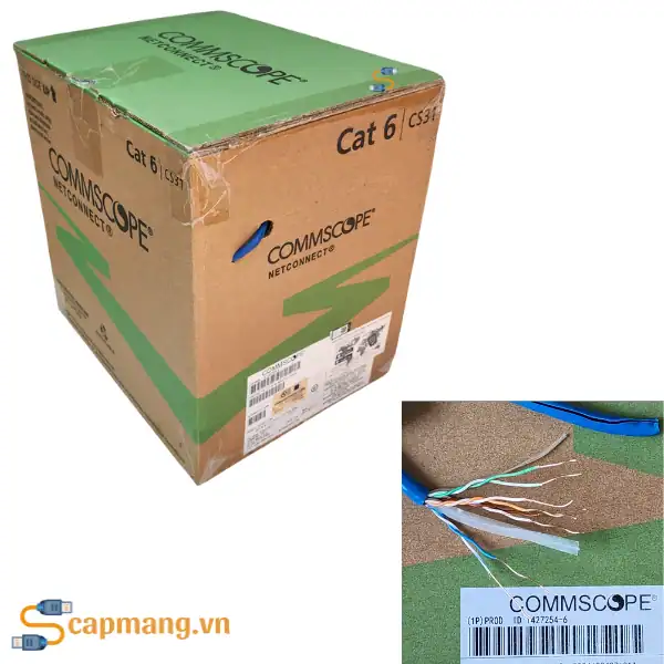 Cáp mạng Cat6 Commscope/AMP 23awg mã 1427254-6. 305m/thùng