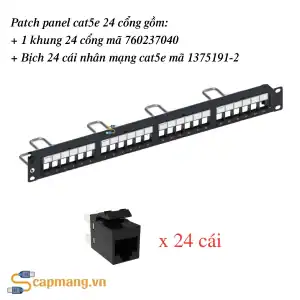 Patch panel cat5e 24 cổng Commscope/AMP mã 760237040 + 9-1375191-2