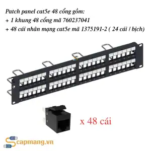 Patch panel cat5e 48 cổng Commscope/AMP mã 760237041 + 9-1375191-2