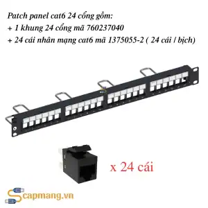 Patch panel cat6 24 cổng Commscope/AMP mã 760237040 + 9-1375055-2