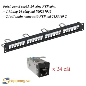 Patch panel cat6A FTP 24 cổng Commscope/AMP mã 760237046 + 2153449-2