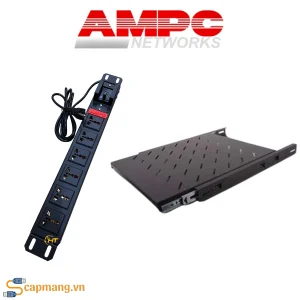 Phụ kiện tủ rack AMPC gồm: thanh nguồn, khay cố định, thanh xe tủ rack, ....
