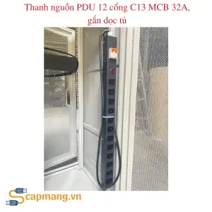 Thanh nguồn PDU 12 cổng C13 MCB 32A, gắn dọc tủ
