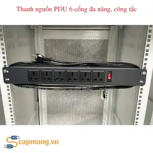 Thanh nguồn PDU 6 cổng đa năng, công tắc, chuẩn 19" 1U