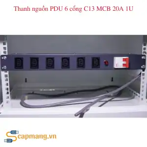 Thanh nguồn PDU 6 cổng C13 MCB 20A 1U