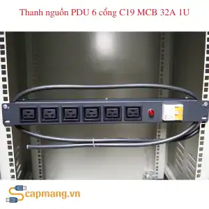 Thanh nguồn PDU 6 cổng C19 MCB 32A 1U