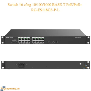 Unmanaged switch 16 cổng 10/100/1000 BASE-T PoE/PoE+ RG-ES118GS-P-L