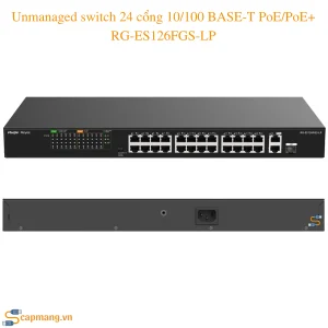 Unmanaged switch 24 cổng 10/100 BASE-T PoE/PoE+ RG-ES126FGS-LP