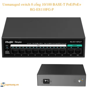 Unmanaged switch 8 cổng 10/100 BASE-T PoE/PoE+ RG-ES110FG-P