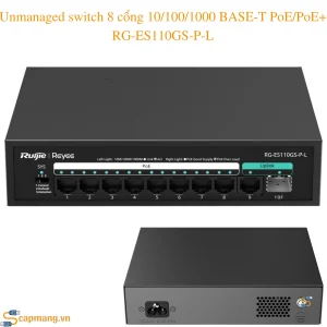 Unmanaged switch 8 cổng 10/100/1000 BASE-T PoE/PoE+ RG-ES110GS-P-L